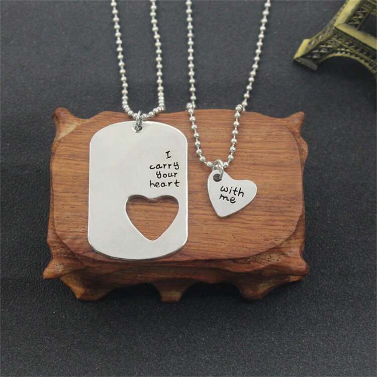 Fashionable Couple Necklace i Carry Your Heart With Me Heart Shape Hollow Out Charm Necklace Romantic Gift For Him her SHEIN Singapore