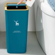 1 Gói Thùng Rác Có Khe Cắm Cho Nhà Vệ Sinh, Phòng Khách, Nhà Bếp Và Phòng Tắm Có Nắp Đậy, Giỏ Đựng Rác Nén Và Giỏ Đựng Giấy - Xám - Xem 3