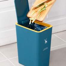 1 Gói Thùng Rác Có Khe Cắm Cho Nhà Vệ Sinh, Phòng Khách, Nhà Bếp Và Phòng Tắm Có Nắp Đậy, Giỏ Đựng Rác Nén Và Giỏ Đựng Giấy - Xám - Xem 7