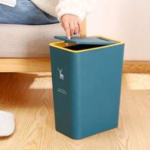 1 Gói Thùng Rác Có Khe Cắm Cho Nhà Vệ Sinh, Phòng Khách, Nhà Bếp Và Phòng Tắm Có Nắp Đậy, Giỏ Đựng Rác Nén Và Giỏ Đựng Giấy - Xám - Xem 6