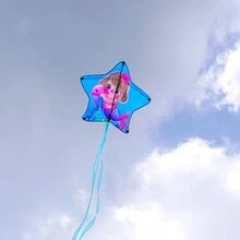 Pequeña Cometa De Dibujos Animados De Pentagrama, Fácil De Volar Para Principiantes - Gran Juguete Para Juegos De Playa - Azul - Ver 4