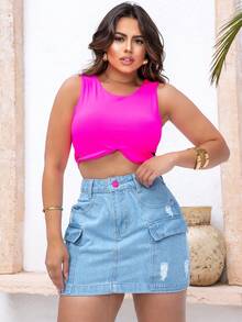 Women Skirts - 淺色水洗藍 - 查看 6