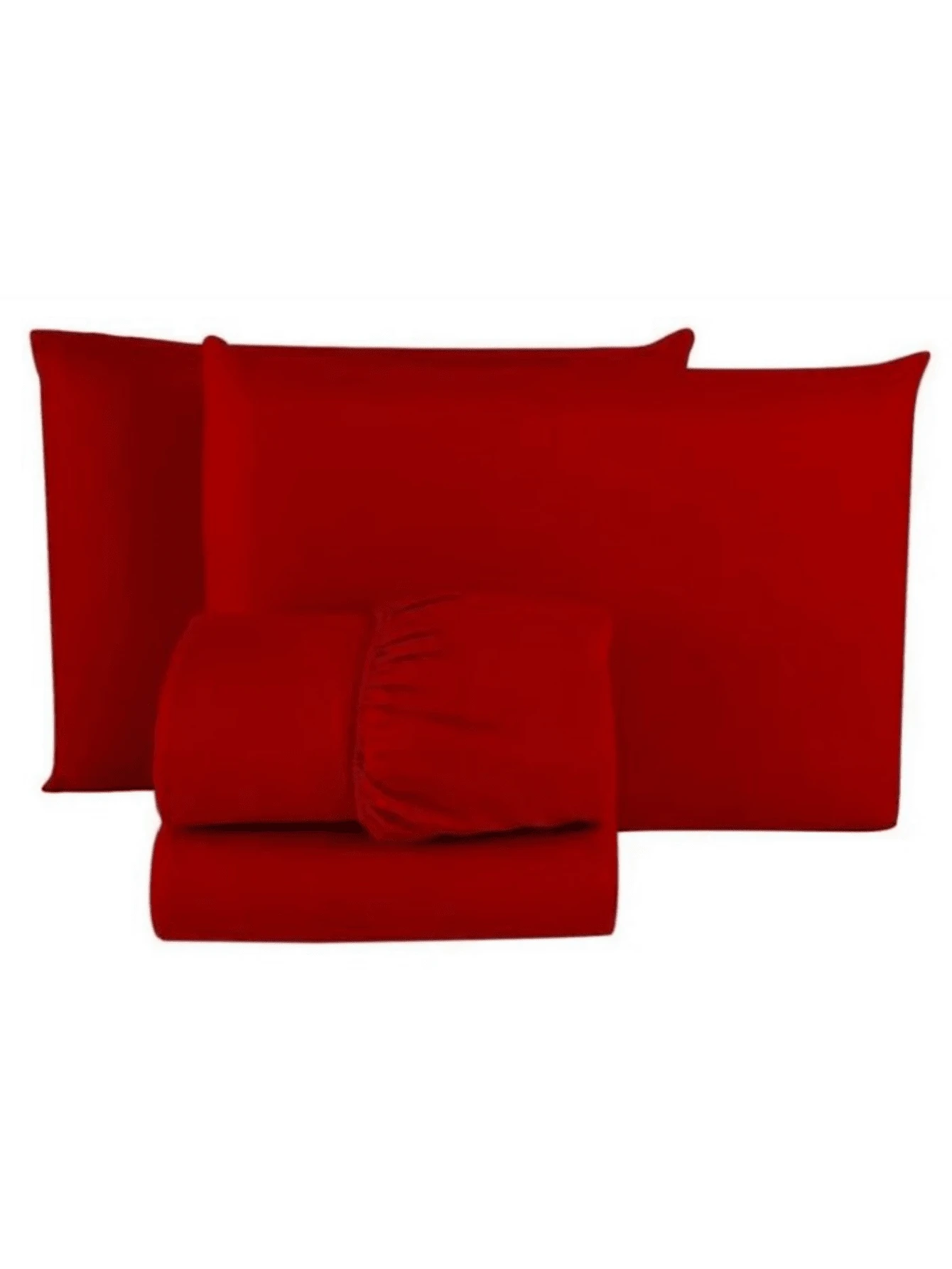 Jogo de Lençol Cama Queen Box 3 Peças Liso Vermelho - Vermelho - Visão 1