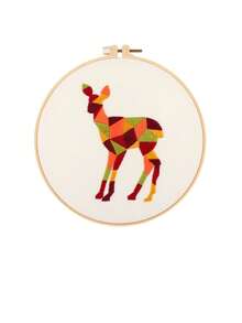 Diy Hand Embroidery Kit - Geometric Animal Deer, Material Package Set - Multicolor - View 4