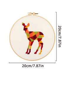 Diy Hand Embroidery Kit - Geometric Animal Deer, Material Package Set - Multicolor - View 5