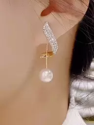2 Peças Brincos Longos Elegantes Incrustados de Pérolas Falsas e Strass, Moda Europeia e Americana, Acessórios de Brincos Elegantes Adequados para Uso Diário de Mulheres