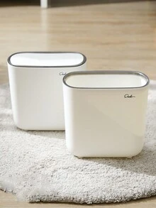 Sleek & Modern Press-Top Bathroom Trash Can | Large, Odor-Free, No Electricity Needed – Perfect For Any Home - White - View 7