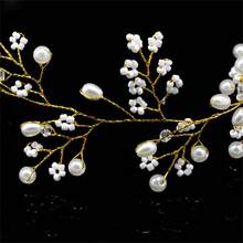 1入時尚女性頭飾婚禮王冠髮箍新娘髮飾珠寶 - 金色 - 查看 6