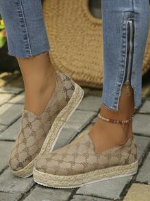 Women's Spring And Autumn Comfortable Woven Suede Flat Loafer, Fashion Leisure Style Slip-on Loafers, Thick Heel Shoes - Brown - View 1