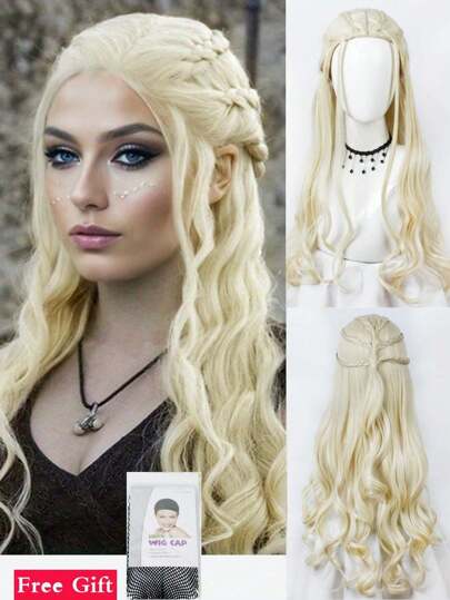 30 Inch Long Synthetic Wave Dragon Of Mother Peruker Halloween Party Cosplay Peruker För Kvinnor Från Daenerys Targaryen