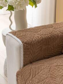 1 Pièce Housse De Coussin De Canapé En Peluche Antidérapante Avec Motif De Couleur Unie Et Fleur Concisa Et Technique De Jacquard 3d Pour Salon, Chambre À Coucher. Lavable En Machine, Adapté À Toutes Les Saisons