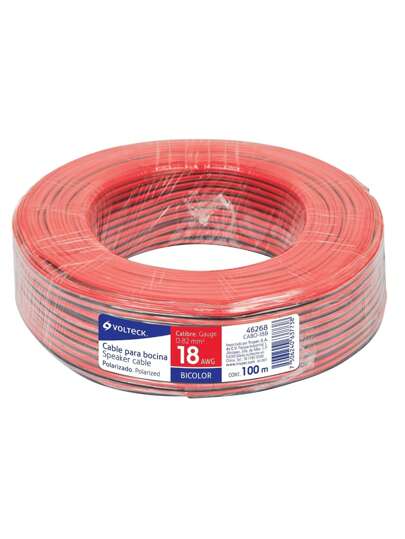 Rollo de 100 m de cable polarizado bicolor p/bocina 18 AWG CABO-18B