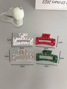 4入組女士節日用長形聖誕髮夾,具有可愛和個性的聖誕老人,星星,雪花,嘉年華元素,適用於日常穿著,工作,派對,旅行 - 彩色 - 查看 2