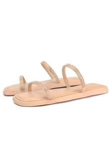 Tênis Casual Branco Feminino Sandália Papete Strass Brilhante + BolsaTransversal