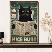 1pc/Set Vintage Black Cat Poster, Canvas Wall Art, High Definition Canvas Printing, Art Gift, No Frame, Birthday Graduation Gift - Multicolor - View 3