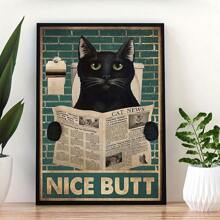 1pc/Set Vintage Black Cat Poster, Canvas Wall Art, High Definition Canvas Printing, Art Gift, No Frame, Birthday Graduation Gift - Multicolor - View 4