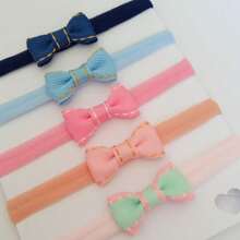 Kit Mini Laços Jeans para Bebês na Faixa de Meia - Rosa Bebê - Visão 2