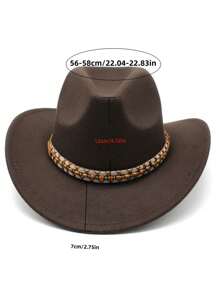 1 Miếng Nam Cà phê Nâu Phong cách Retro Mũ Với thắt lưng Khóa Nổi bật , Rộng Có viền Cuộn Cạnh Fedora Nón cao bồi , Len & Felt Chất liệu Đối với Mùa Thu /đông Du lịch ngoài trời - Cà phê nâu - Xem 4