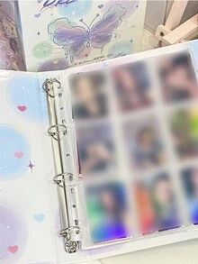 1入組藍色美學雙面九宮格蝴蝶主題卡片相簿,包括儲存頁面和活頁筆記本 - 彩色 - 查看 4