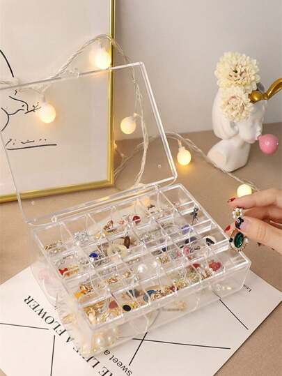 透明ジュエリーボックス ピアス アクセサリー 収納ケース 二層式