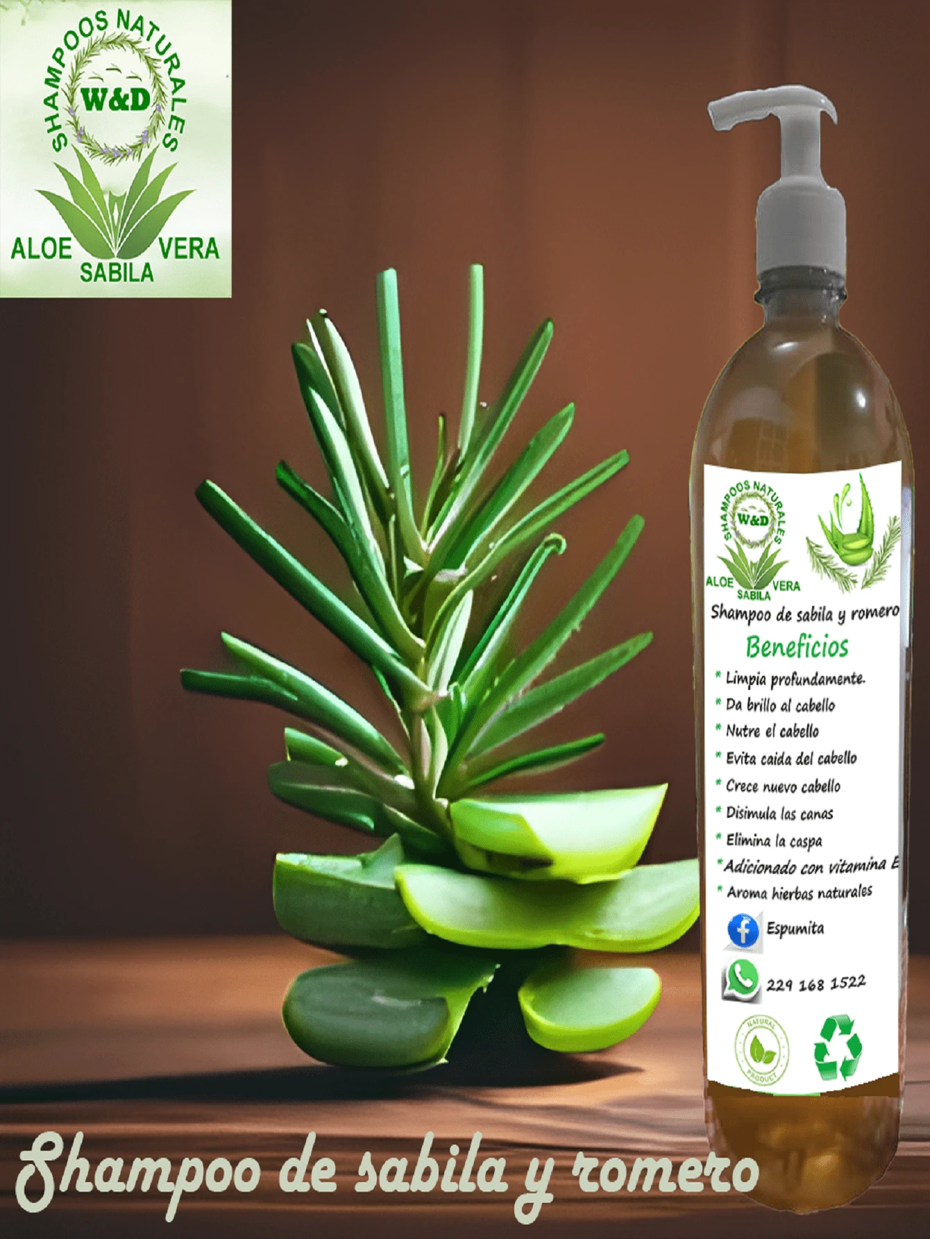 Aloe Vera And Rosemary Shampoo (Men's Scent) (1 Liter) - Coffee - View 1