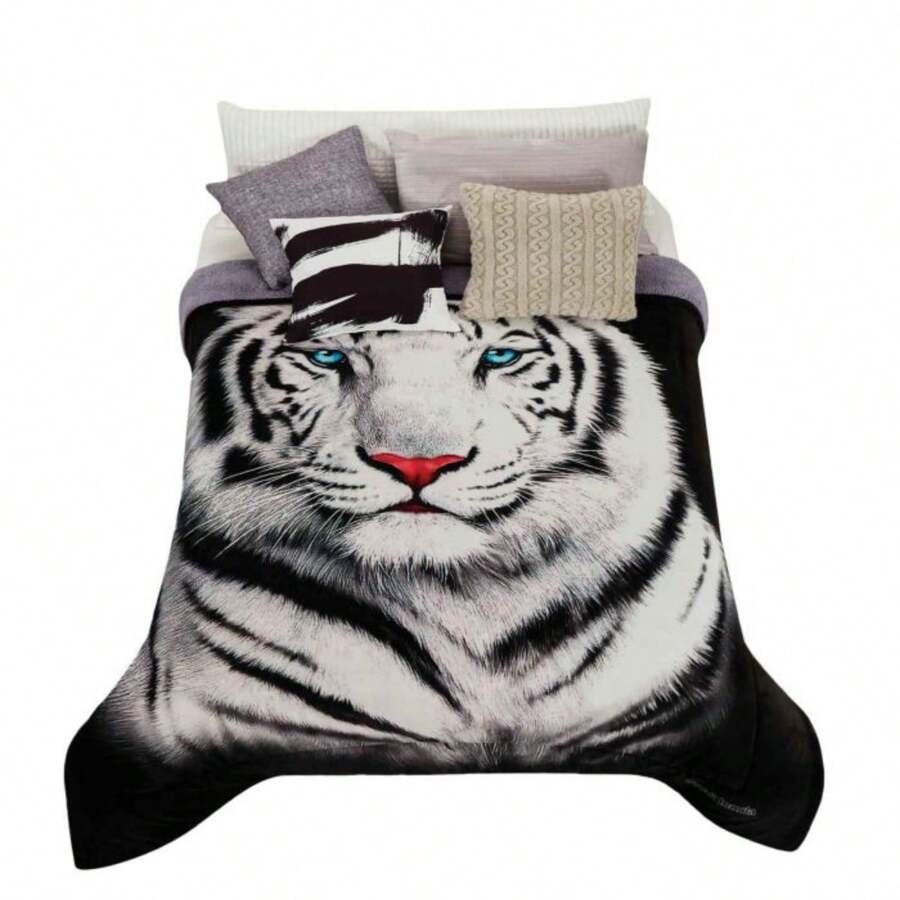 Soft Shearling Reverse Coverlet - Noir et Blanc - Voir 1