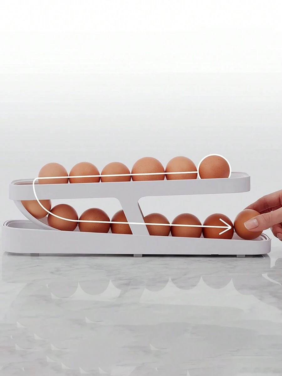 Rolling Fridge Egg Storage Holder - White - View 1