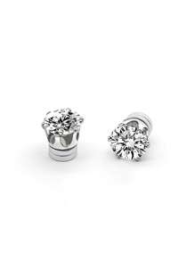 2 cái/bộ Từ tính Không xuyên Khối Zirconia  Hoa tai , Vòng bít tai , Không giới tính Đúng mốt Qủa tặng - Bạc - Xem 8