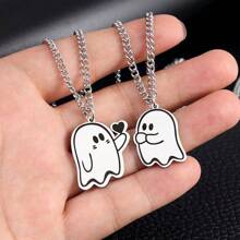 2pcs New Fashion Simple Ghost Pendant Couple Necklace, Valentine's Day Gift For Women