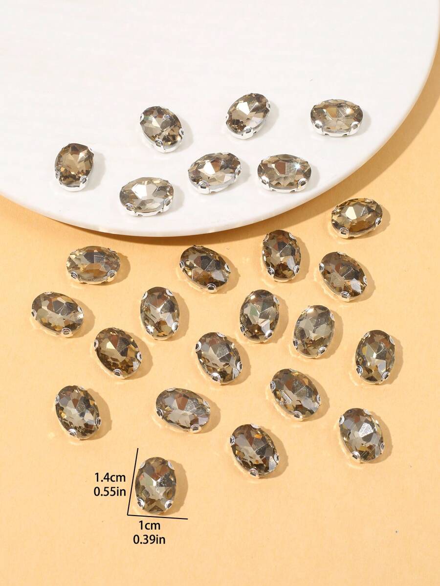 50pcs 10*14mm Oval Glass Rhinestones For Diy Clothing, Shoes, Bags And Accessories - Yellow - View 1