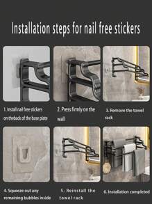 Estante de toalla 40cm tres niveles - Negro - Ver 4