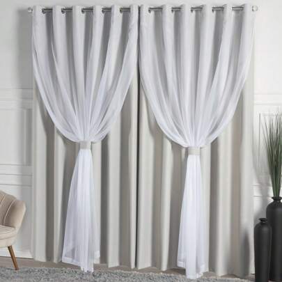 Festa Junina Cortina Blackout Com Voil Até 10 metros - Para Sala Quarto Porta Balcão Varios Tamanhos