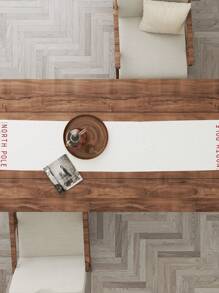 1pc Christmas Letter Deer Bell Linen Print Table Runner For Dining Room - Multicolor - View 6