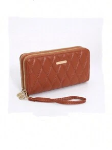 Limoges Long Wallet With Large Double Zipper - Brown - View 1