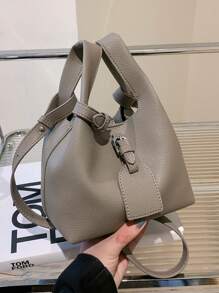 小众设计休闲百搭简约时尚 PU 纹理单肩斜跨包手提包、托特包、女士小钱包、高品质复古斜跨包