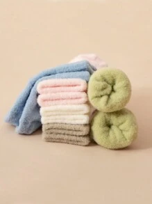 5pairs/pack Children's Thickened Solid Color Mid-calf Socks - Multicolor - View 2