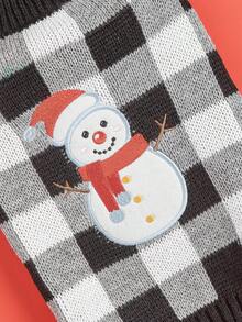 1件黑白格紋時尚暖和的聖誕冬季假日寵物毛衣 - 黑與白 - 查看 6