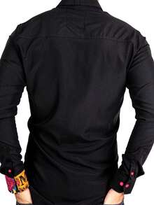Camisa Hombre Casual Slim Fit Negra Franja Papel Picado Halloween  MR - Blanco - Ver 5