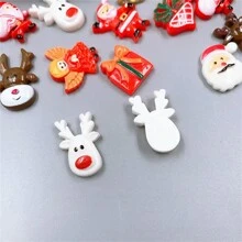20/50入組聖誕節各式手工樹脂裝飾品,迷你版聖誕老人、雪人、樹、鈴鐺,用於手工製作、書籤、diy工藝品 - 彩色 - 查看 3