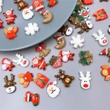 20/50入組聖誕節各式手工樹脂裝飾品,迷你版聖誕老人、雪人、樹、鈴鐺,用於手工製作、書籤、diy工藝品 - 彩色 - 查看 2