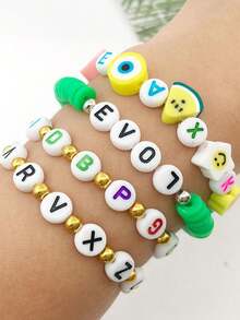 100入組兒童diy手工字母珠,黑白色,含26個英文字母