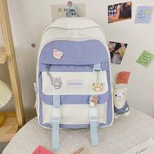 Backpack For Men And Women Kawaii Style With Color Blocks - White - View 1
