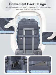 旅行後背包適合女士,大容量電腦後背包,輕便短距離商業旅行行李袋,可擴展後背包適用於登機 - 霧霾藍 - 查看 9