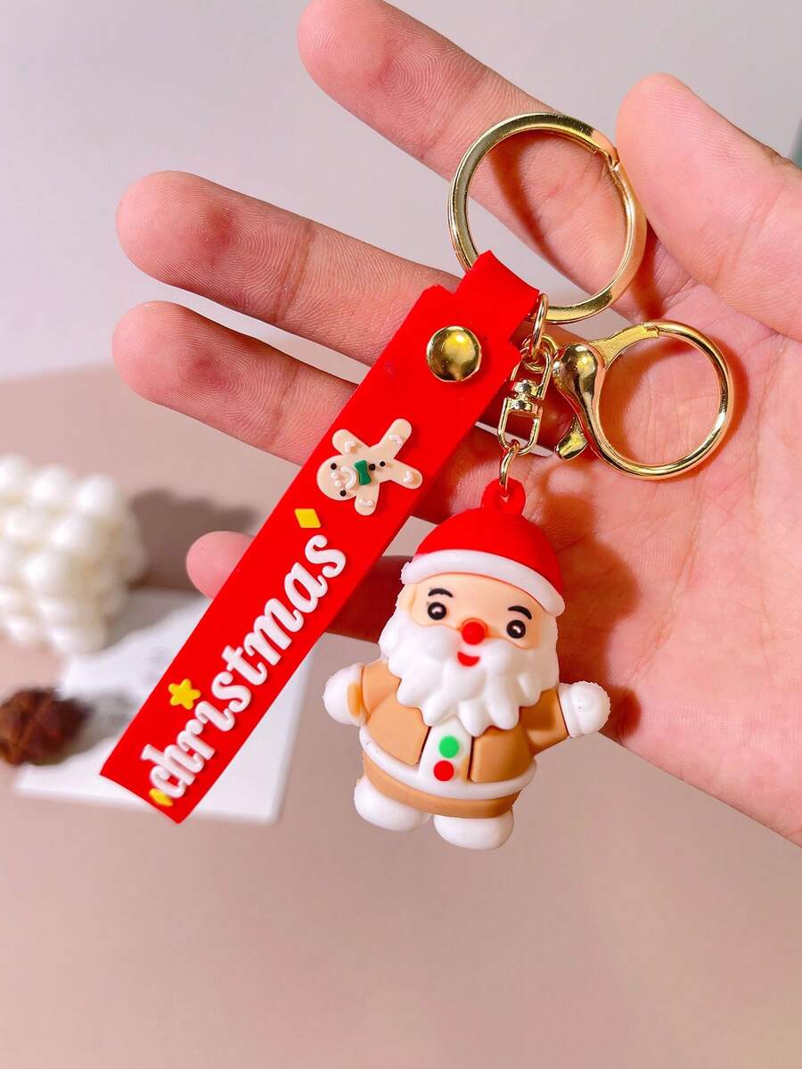 1 Miếng Ông già Noel Giáng sinh Móc chìa khóa Vật rủ xuống Silicone mềm Vòng chìa khóa Vật trang trí Qủa tặng Đối với Lễ hội Lễ ăn mừng - Vàng - Xem 1