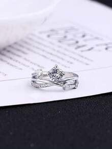 1pc Universe Trajectory & Planet Design Decor Ring For Women - White - View 3