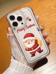 1 个带圣诞图案的透明保护壳，防震气垫，带有圣诞老人印花设计，与 iPhone 兼容 - 無色 - 查看 2