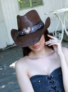 復古騎西部牛仔帽-男女皆宜的西部牛仔帽，適用於男性和女性牛仔帽