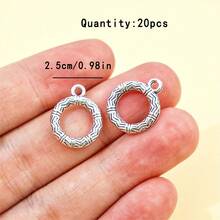 20入組合金金屬紋理質感圓形形狀個性化DIY首飾配件適用於項鍊,手環和其他工藝,適用於送禮朋友們或者戀人