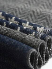 1個男士手帕紋秋冬保暖圍巾男士圍巾,休閒時尚圍巾拼接藏藍色圍巾,禮物適用於聖誕、新年