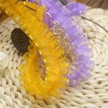 1000cm×2.5cm紫色雙金邊紗質絲帶,中心線褶邊修飾,適用於髮飾、玩具、工藝品、服裝、促銷